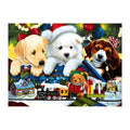 Christmas Puppy Train round wooden puzzle