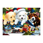 Christmas Puppy Train round wooden puzzle