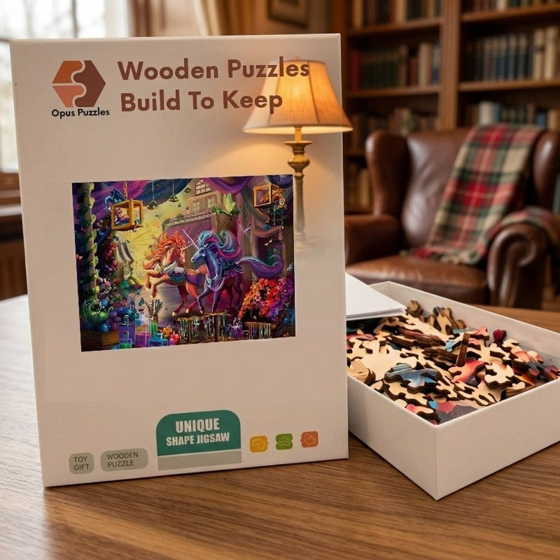 Unicorn Trinket Shop Wooden Puzzle – packaged wooden puzzle gift box