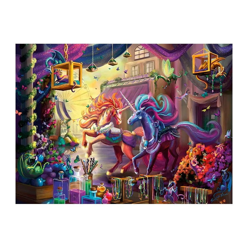 Unicorn Trinket Shop round wooden puzzle