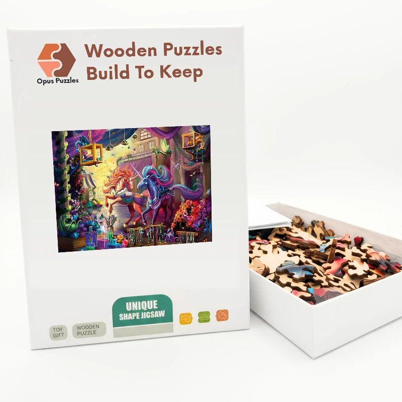Unicorn Trinket Shop Wooden Puzzle – packaged wooden puzzle gift box