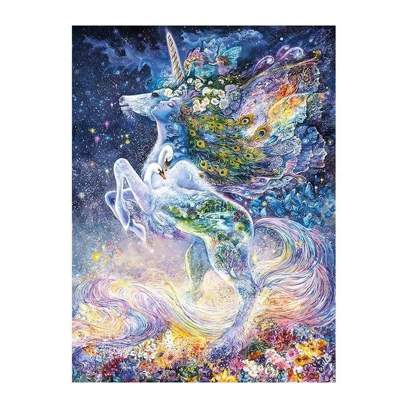 Starlight Unicorn Bloom round wooden puzzle