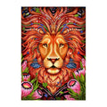 Folk Lion Crown round wooden puzzle