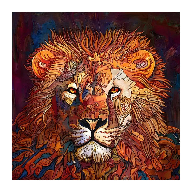 Painted Lion King round wooden puzzle
