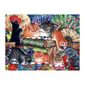 Kittens And Painted Fans round wooden puzzle