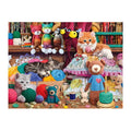 Yarn Shop Kittens round wooden puzzle