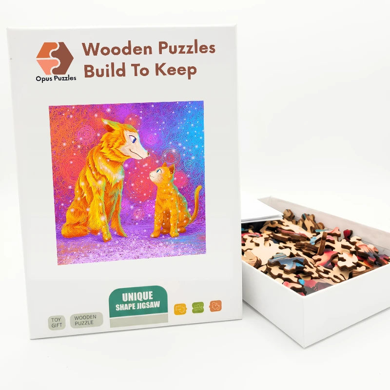 Dream Fox And Kitten Wooden Puzzle – packaged wooden puzzle gift box