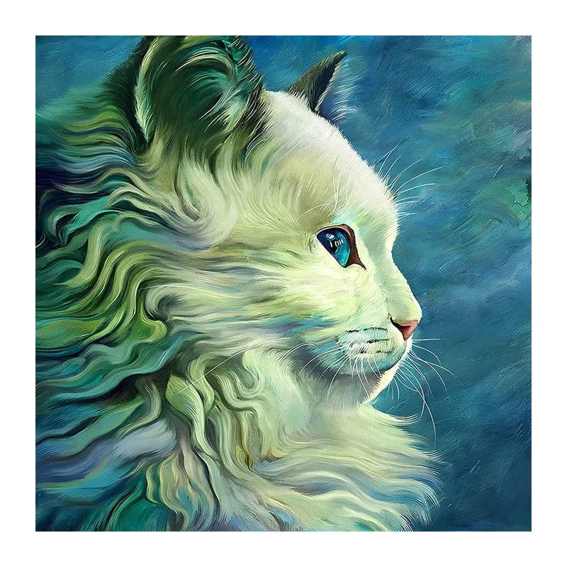 Sea Glass Cat Profile round wooden puzzle
