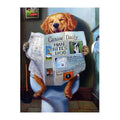 Newspaper Dog Throne round wooden puzzle
