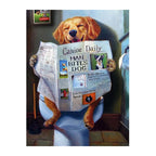 Newspaper Dog Throne round wooden puzzle