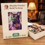 Mosaic Cat Portrait Wooden Puzzle – packaged wooden puzzle gift box