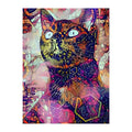 Mosaic Cat Portrait round wooden puzzle