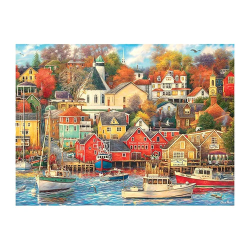 Autumn Harbour Town round wooden puzzle
