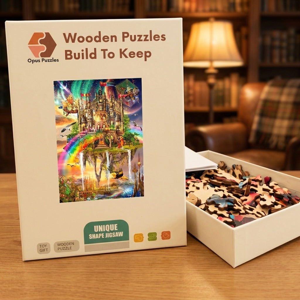 Floating Castle Kingdom Wooden Puzzle – packaged wooden puzzle gift box