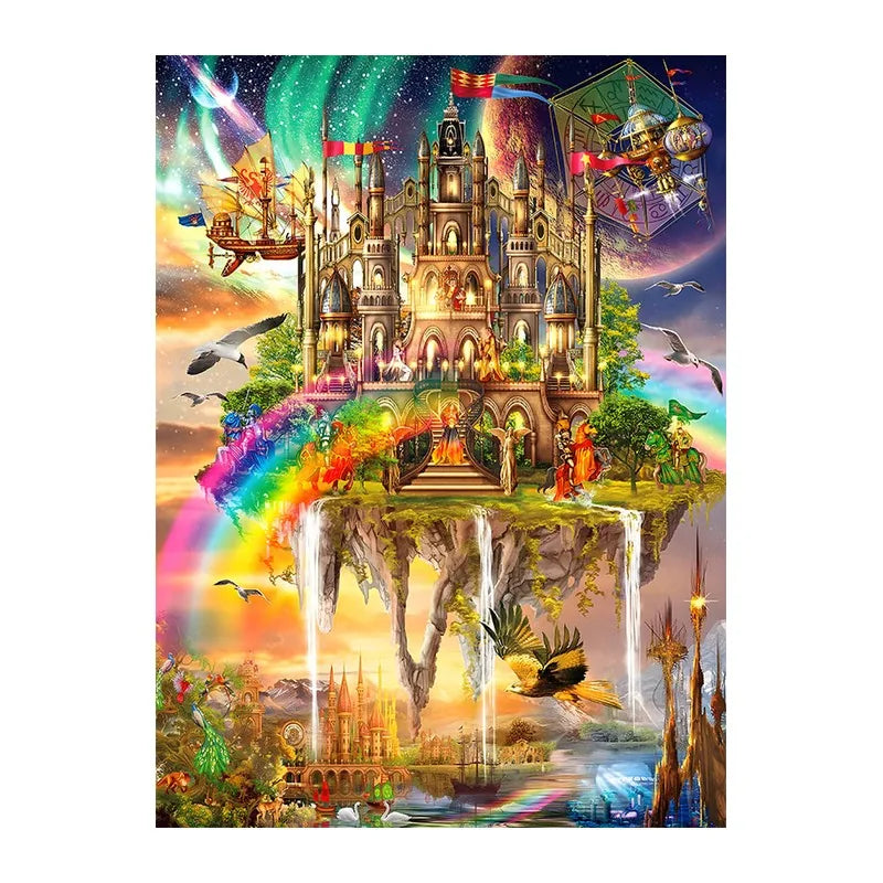Floating Castle Kingdom round wooden puzzle