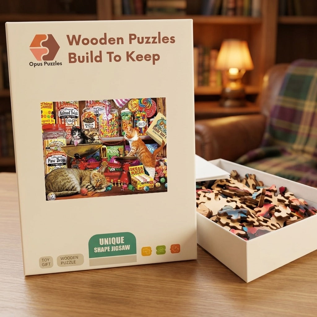 Sweet Shop Kittens Wooden Puzzle – packaged wooden puzzle gift box