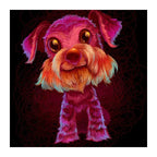 Neon Schnauzer Pup round wooden puzzle