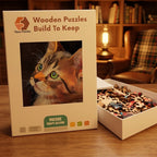 Starlit Kitten Gaze Wooden Puzzle – packaged wooden puzzle gift box