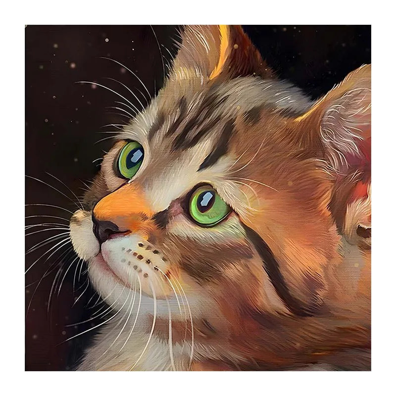 Starlit Kitten Gaze round wooden puzzle