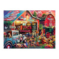 Country Yard Sale round wooden puzzle