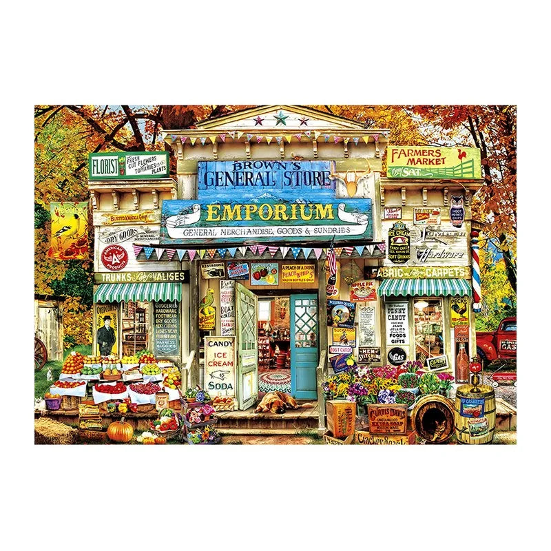 Brown's General Store round wooden puzzle