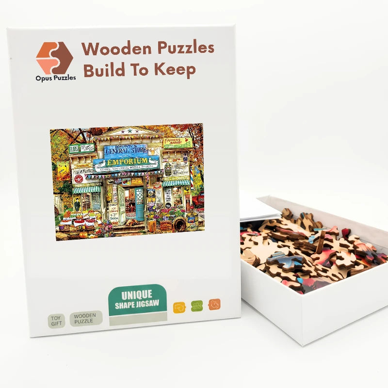 Brown's General Store Wooden Puzzle – packaged wooden puzzle gift box