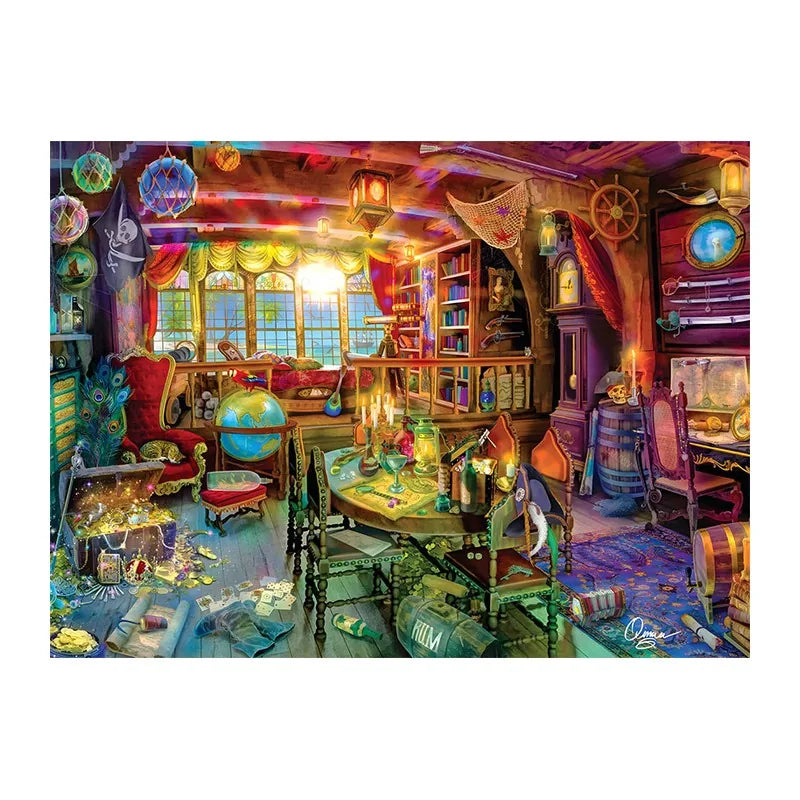 Pirate Ship Cabin round wooden puzzle