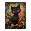 Wildflower Black Cat round wooden puzzle