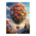 Floral Hot Air Balloon round wooden puzzle