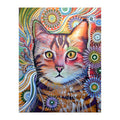 Mandala Tabby Cat round wooden puzzle