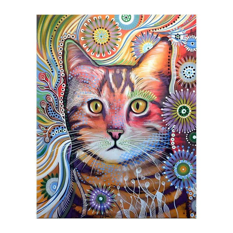 Mandala Tabby Cat round wooden puzzle