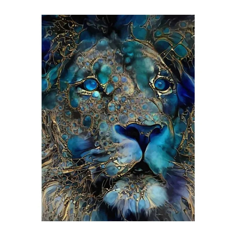 Sapphire Lion Portrait round wooden puzzle