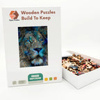 Sapphire Lion Portrait Wooden Puzzle – packaged wooden puzzle gift box
