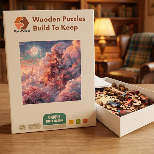 Cherry Blossom Pagoda Wooden Puzzle – packaged wooden puzzle gift box