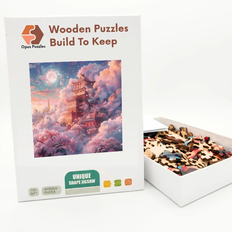 Cherry Blossom Pagoda Wooden Puzzle – packaged wooden puzzle gift box