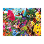 Hummingbird Flower Patch round wooden puzzle