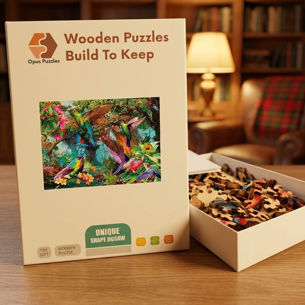 Hummingbird Forest Glade Wooden Puzzle – packaged wooden puzzle gift box