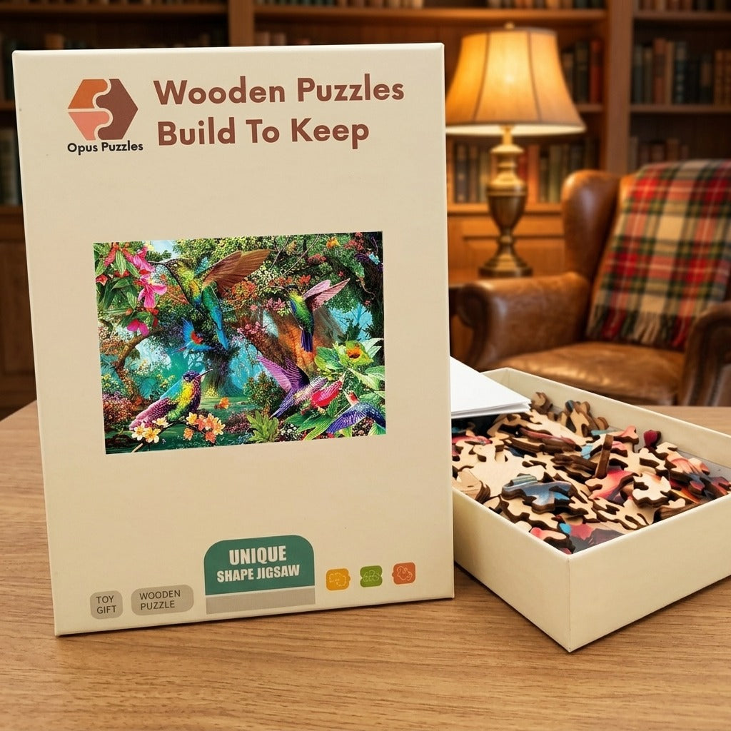 Hummingbird Glade Twin Wooden Puzzle – packaged wooden puzzle gift box
