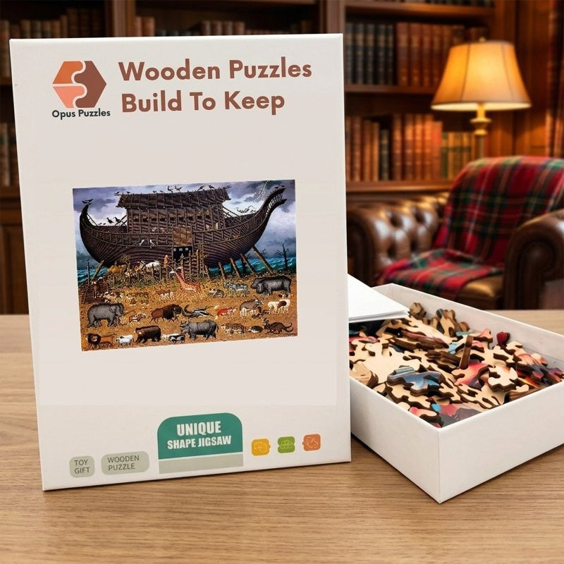 Noah's Ark Animals Wooden Puzzle – packaged wooden puzzle gift box