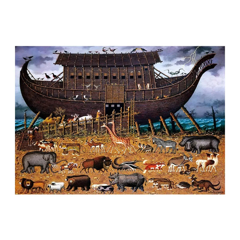 Noah's Ark Animals round wooden puzzle