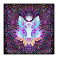 Neon Fox Spirit round wooden puzzle
