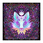 Neon Fox Spirit round wooden puzzle