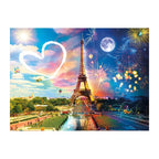 Eiffel Tower Day Night round wooden puzzle