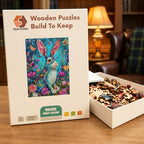 Folk Rabbit Bloom Wooden Puzzle – packaged wooden puzzle gift box