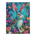 Folk Rabbit Bloom round wooden puzzle