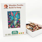 Folk Rabbit Bloom Wooden Puzzle – packaged wooden puzzle gift box