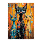 Three Folk Cats round wooden puzzle
