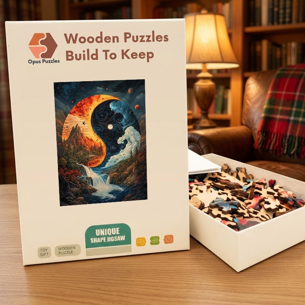 Yin Yang Cosmos Wooden Puzzle – packaged wooden puzzle gift box