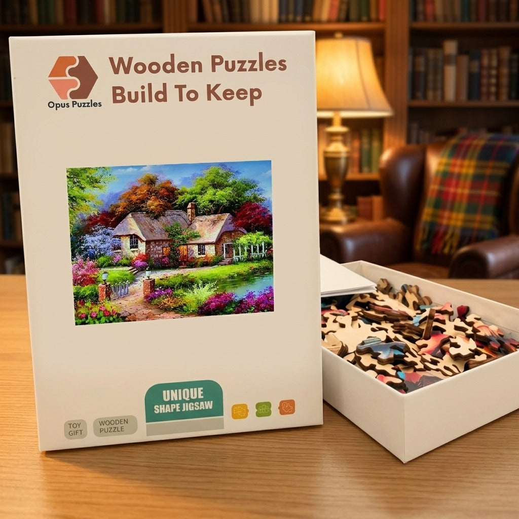 Storybook Cottage Pond Wooden Puzzle – packaged wooden puzzle gift box