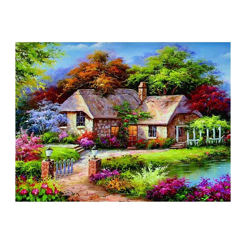 Storybook Cottage Pond round wooden puzzle